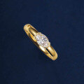 wholesale 18K gold oval diamond ring for women, minimalist ins-style fancy-shaped diamond ring, vintage plain band pinky ring, custom-made based on images or samples-0-3