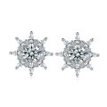 S925 Sterling Silver 1-Carat D Color Moissanite Snowflake Stud Earrings-0-3