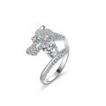 Silver Moissanite Ring, Four-Prong Leopard Head Cross-Border Luxury Setting-0-4