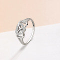 wholesale Metal: 925 Sterling Silver TEMU Cross-Border New Heart-Shaped Infinity Ring for Women, European and American Minimalist Premium Adjustable Open Ring-0-5