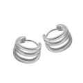 wholesale S925 Sterling Silver 496 Korean Version INS Minimalist Multi-Layer Three-Circle Hoop Women's Ear Clasp Earrings, Versatile and Stylish Ear Accessories-0-4