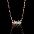 Sterling Silver Moissanite Bow Straight Pendant Necklace-0-4