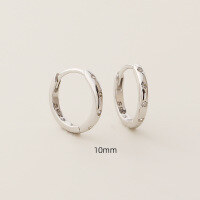 wholesale S925 Silver Circle With Zircon Accents Minimalist Multi-size Earrings For Cross-border Layering Delicate Ear Clips Women's Earrings-Platinum (10mm)  925 silver