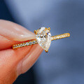 18K Gold Plated S925 Silver Moissanite Pear-shaped Halo Ring-0-2