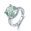 wholesale S925 Sterling Silver Natural Green Amethyst Ring, High-End Fashion Elegant Luxury Inlaid Natural Colored Gemstone Ring-0-4