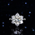 S925 Silver Sunflower Six-Claw 5-Carat Moissanite Starry Maiden Solitaire Ring-0-4