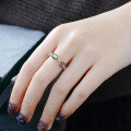 wholesale S925 silver plated 14K gold Japanese-style vintage niche abalone shell white crystal ring-0-1