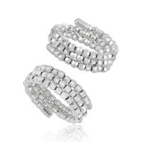 wholesale S925 Sterling Silver Fashion Carved Diamond Multi-Layer Ring for Women, High-End, Niche, Original, Ins Style, Elegant Twisted Silver Finger-SJ002/White Gold No. 14