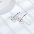 wholesale 18K White Gold Plated Classic Six-Prong Moissanite Ear Hooks for Women, New Trendy Elegant Earrings-0-3