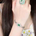 wholesale S925 Silver Zhuzhufan Jewelry New 10*12mm Paraiba Green Cuban Chain Bracelet for Women Fashion Wear-0-3