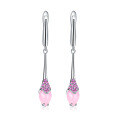 wholesale 925 Silver Italian Craft Jewelry Designer Long Earrings, Premium Pink Chalcedony Inlaid Earrings-0-0