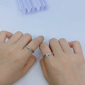 wholesale Geometric sterling silver couple's rings, a niche design open-ended pair, understated luxury gift for boyfriend or girlfriend on holidays-0-2