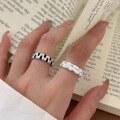 wholesale S925 Sterling Silver Enamel Woven Open Ring for Women, Korean Minimalist Design, High-End Fashionable and Unique Band-0-0