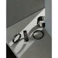 wholesale S925 Sterling Silver Korean Style INS Minimalist Black Foil Silver Ring for Women-0-1