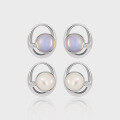 wholesale S925 Sterling Silver Geometric Circular Hollow-Out Earrings for Women, Minimalist Original Design with Elegant and Advanced-0-0