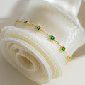 wholesale S925 Silver Light Luxury Temperament Simple and Elegant Ins Niche Design Exquisite Green Diamond Geometric Bracelet S7445-0-4