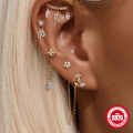 wholesale S925 Sterling Silver Diamond-Encrusted Layered Star Dangle Earrings with Tassels-0-1
