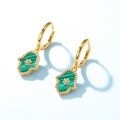 wholesale S925 sterling silver minimalist geometric malachite earrings, trendy and niche Korean and Japanese style design, available for dropshipping-0-4