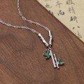 wholesale S925 Sterling Silver Maker's Bamboo High-Rise Necklace for Women, Exquisite and Fashionable Chinese Style Bamboo Node Ascending Versatile Collarbone Jewelry-0-2