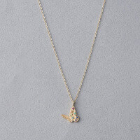 wholesale S925 silver gold-plated with multi-color zirconia butterfly necklace set, designed as a delicate collarbone chain, bracelet, and earrings-Same earrings (A+B)  925 silver