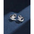 wholesale 925 Sterling Silver Heart Stud Earrings, Minimalist Korean-style Small and Delicate for Healing Ear Piercings, with Zircon Inlays, Women's High-end Earrings-0-1