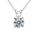 S925 Sterling Silver Moissanite Four-Prong Pendant Necklace-0-3