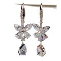 wholesale 925 Sterling Silver Butterfly Earrings, High-end Drop Earrings, Minimalist Ins Style, Small Niche Design, Marquise-shaped Stud Earrings for Women-0-4