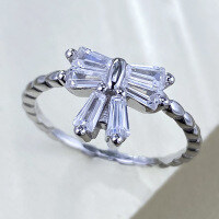 wholesale S925 Silver Butterfly Zircon Ring for Women, Super Fairy and Exquisite Index Finger Ring, Live Broadcast Drop Shipping-R1363 White No. 7