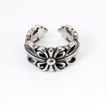 wholesale Antique silver open iris flower ring classic cross hip-hop couple vintage hollow cross floral ring accessory-0-4