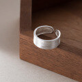 wholesale S925 Sterling Silver Minimalist Wide Brushed Satin Unisex Geometric Ring R004-0-2