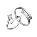 wholesale S925 Sterling Silver Creative Adjustable Opening Couple Rings Pair with Diamond, Valentine's Day Gift for Him and Her-0-4
