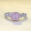wholesale S925 silver new 5*5mm dazzling sparkling pink diamond square ring for women, fashionable-0-0