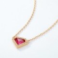 wholesale 925 silver plated with 10K gold, Japanese retro style red corundum shield women's geometric classic necklace for wholesale-0-4