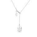 wholesale S925 sterling silver vintage distressed square plaque English ball chain with pearl ins style collarbone necklace-0-4