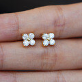 S925 Silver Gold-Plated D Color Moissanite Small Four-Leaf Clover Earrings-0-2