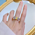 wholesale Metal: 925 Silver, Zuo Zhifan New High Carbon Diamond Ancestral Yellow Diamond 5*7mm Radiant Cut, Popular European and American Style Ring for Women-0-3