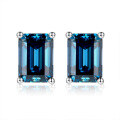 wholesale 925 silver new jewelry 1ct VVS1 colored moissanite emerald cut earrings cross-border bestseller-0-6