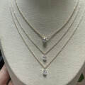 wholesale 18K Gold Teardrop Cultured Diamond Necklace Pear-Shaped Diamond Collarbone Chain-0-1