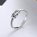 wholesale S925 Sterling Silver Twisted Knot Punk Hip-Hop Trendy Ins Style Thai Silver Vintage Open Ring for Women-0-1