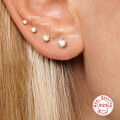 wholesale S925 Sterling Silver Ins Simple Four-Prong Diamond Studded Flat Head Threaded Cartilage Ear Piercing-0-1