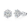 wholesale S925 Sterling Silver Cross-Border Wholesale Six-Prong Snowflake Earrings for Women, High-End Earrings, Silver Jewelry Accessories for Men-0-2