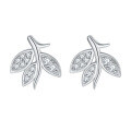 wholesale 925 Sterling Silver Full Diamond Leaf Ring, Wheat Necklace, and Floral Earrings Set for Women-0-2