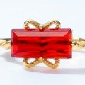 wholesale 925 Silver Gold-Plated Japanese Light Luxury Garnet Rectangle Small Gift Box Silver Ring for Women Abstract Bow Ring Wholesale-0-2