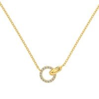 wholesale S925 Sterling Silver Minimalist Japanese and Korean Style Double Ring Clasp Delicate Lightweight Women's Collarbone Necklace-DY190957-SG-WH 925 silver