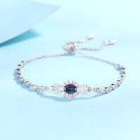 wholesale PT950 gold-plated 925 sterling silver women's moissanite new bracelet-1 carat blue moissanite &gt; 925 silver