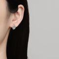 Sterling Silver Minimalist Shimmer Moissanite Teardrop Hoop Earrings-0-2