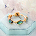wholesale S925 silver plated 14K gold Japanese-style vintage niche abalone shell white crystal ring-0-2
