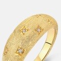 wholesale Metal material: S925 sterling silver gold-plated French vintage starry sky brushed ring for women, lightweight luxury style, simple, wholesale and custom-0-3