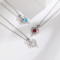 wholesale S925 Sterling Silver Light Luxury Women's Rose Flower Heart-shaped Zircon Pendant Necklace, Cross-border Amazon Best Seller-0-2