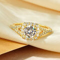 Metal Cross-Border Exclusive Fork-Style Sugar Diamond Ring, Fashionable Light Luxury Women's Accessory-0-1